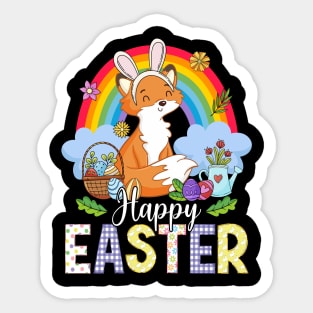 Fennec Fox Happy Easter Eggs Bunny Easter Day Sticker